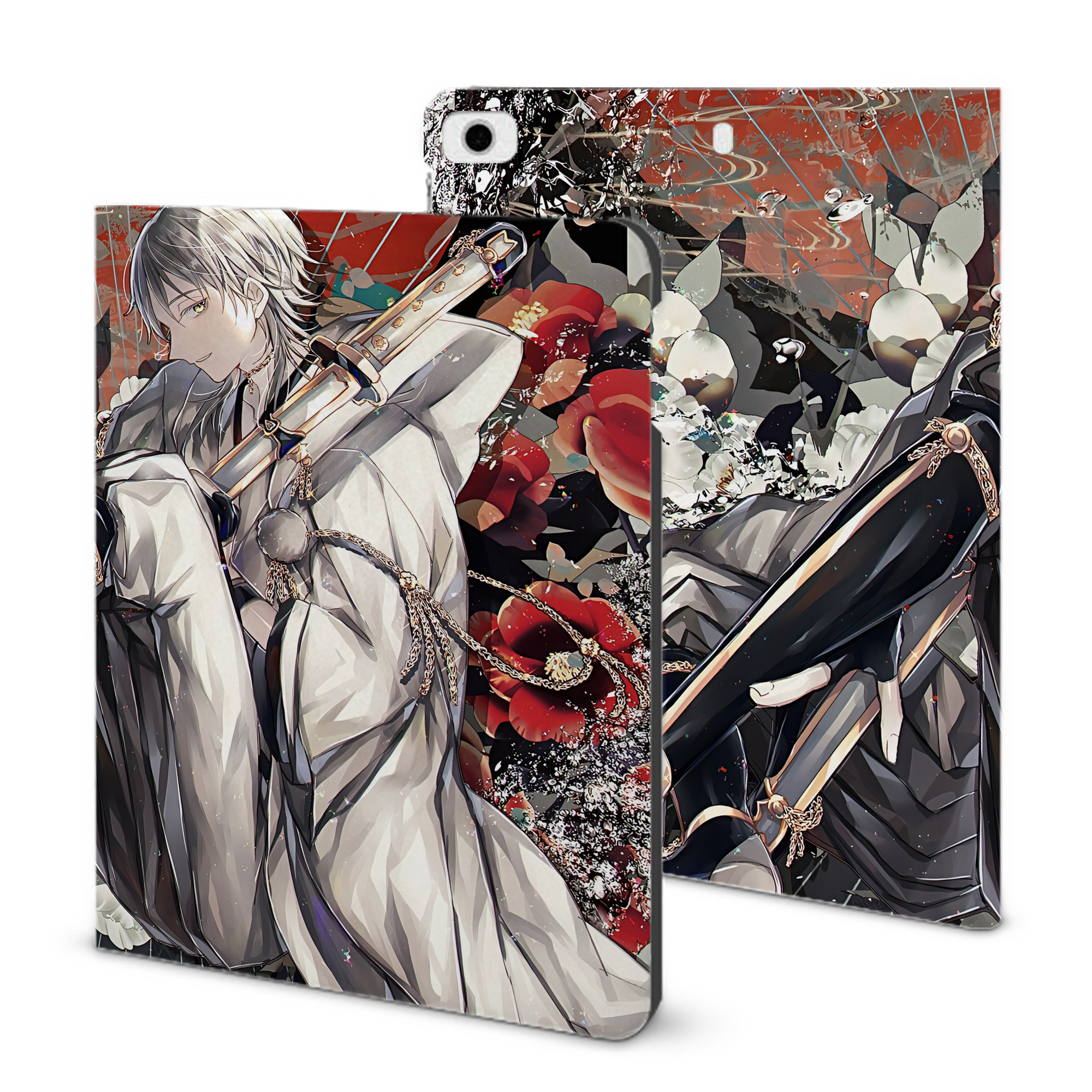 （画像用） 刀剣乱舞 Touken Ranbu IPad ケース ブック型 PUレザー TPU 耐衝撃 軽量 薄型 ペン収納なし 全面保護 IPad 各モデル対応